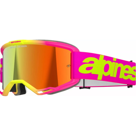 ALPINESTARS GOGGLES Vision 5 Wordmark Goggle PINK/YLW MIRROR-RED 5102425-3085