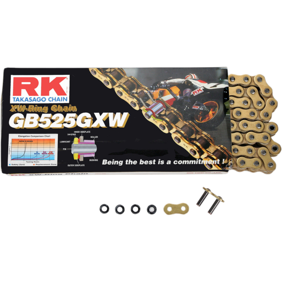 RK GB525GXW 110 RIVET LINK 525 W-RING PÓTLÁSI HAJTÓLÁNC / ARANY GB525GXW-110-CLF