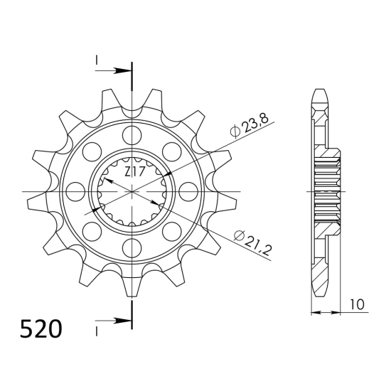 SUPERSPROX Ellentengely lánckerék CST-1443:13.1