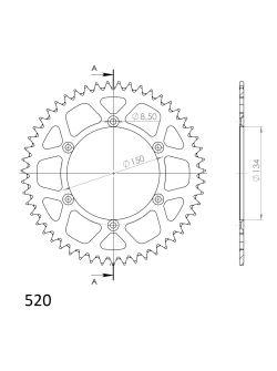 SUPERSPROX ALUMÍNIUM HÁTSÓ LÁNCKERÉK RAL-460:49/50