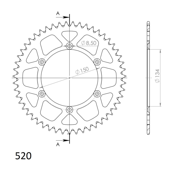 SUPERSPROX ALUMÍNIUM HÁTSÓ LÁNCKERÉK RAL-460:49/50 #1