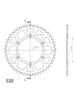 SUPERSPROX ALUMÍNIUM HÁTSÓ LÁNCKERÉK RAL-245:49/50