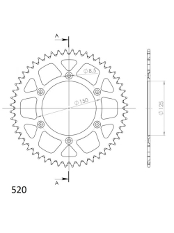 SUPERSPROX ALUMÍNIUM HÁTSÓ LÁNCKERÉK RAL-990:49/50