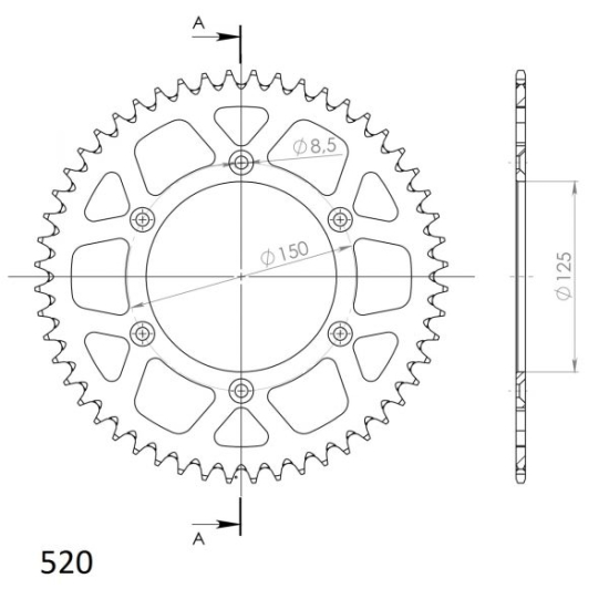 SUPERSPROX ALUMÍNIUM HÁTSÓ LÁNCKERÉK RAL-990:49/50 #1