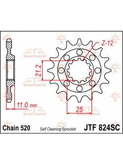 JT SPROCKETS JTF824.13SC ELSŐ ÖNTISZTÍTÓ FOGASKERÉK 13 FOGGAL, 520 LÁNCOSZTÁLY, TERMÉSZETES KRÓM-MOLIBDÉN ACÉL ÖTVÖZET, JTF824.13SC