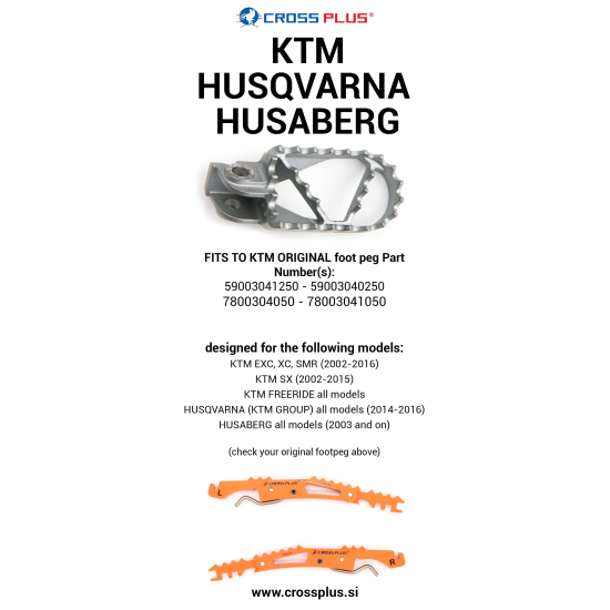 CROSSPLUS KTM, HUSQVARNA, HUSABERG 2002-2016 UTAS LÁBTARTÓ ( #5