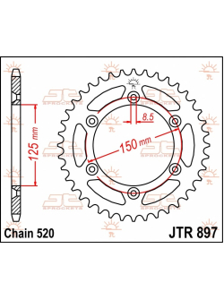 JT SPROCKETS Hátsó Lánckerék 53T 520 JTR897.53