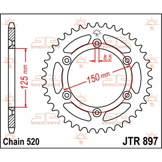 JT SPROCKETS Hátsó Lánckerék 53T 520 JTR897.53 #1